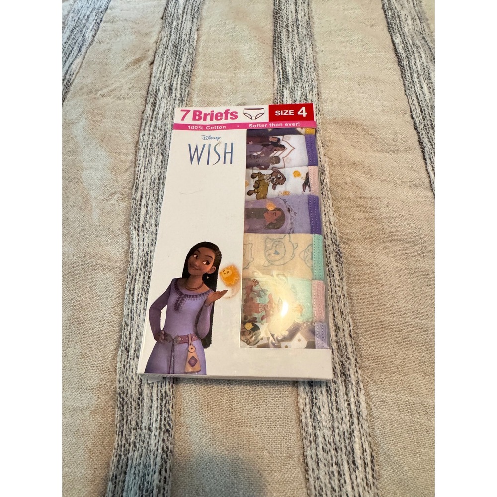 Disney Wish Girls 7 Pack Briefs Underwear Size 4 100% Cotton Handcraft New